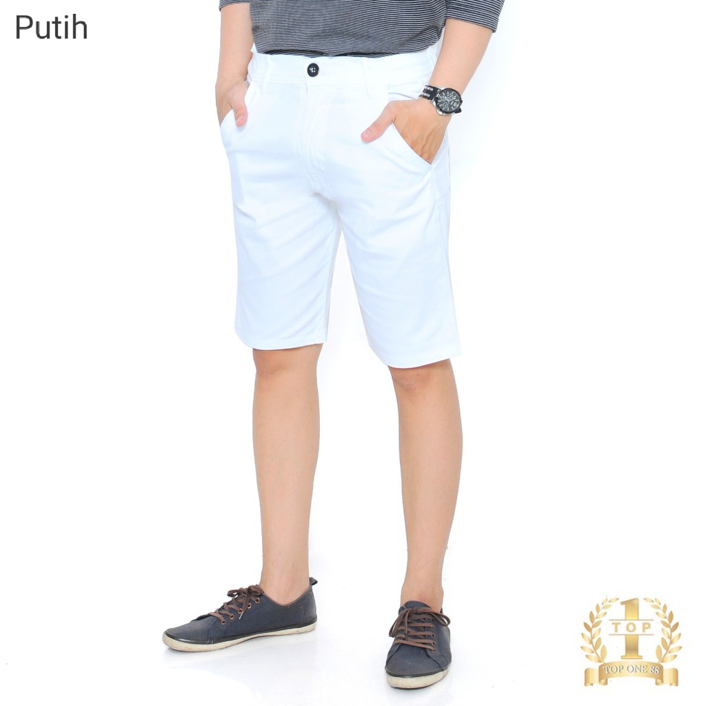 Topone88 Celana Pendek Pria Chino-Putih