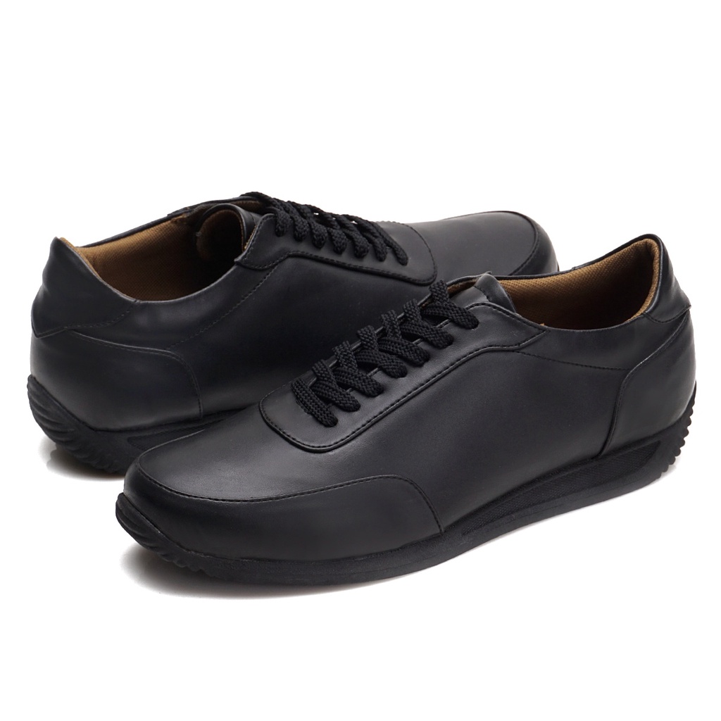 Faster Full Black | Sepatu Putih Casual Sneakers Kasual Polos Original Pria Cowok Footwear New | Reyl FORIND
