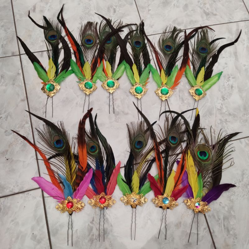 Bross bulu, pin bulu, bulu udeng, tusuk bulu merak