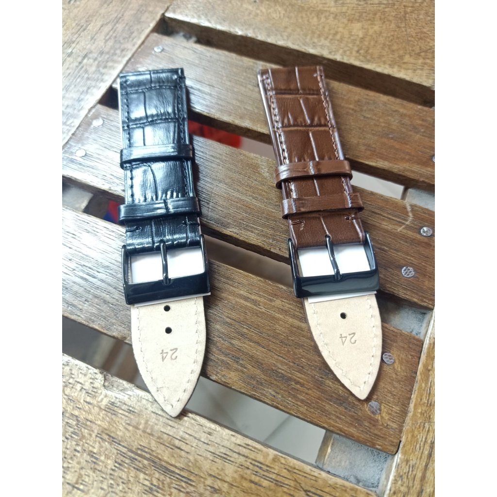 Tali Jam Tangan Kulit Motif Polos, Strap Jam Kulit Motif Polos