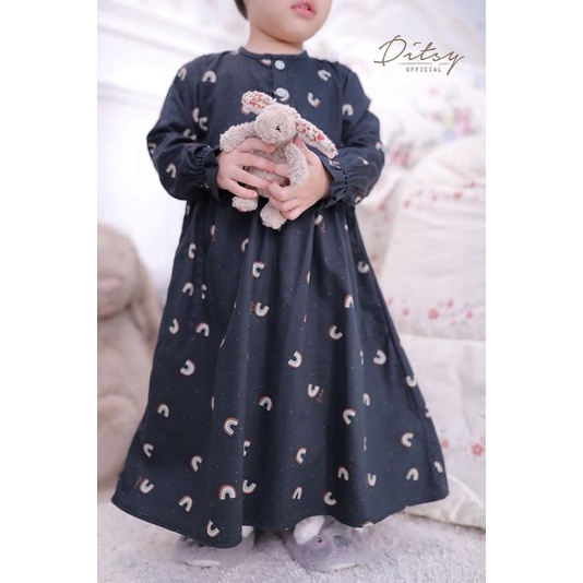 Ditsy Little Rainbow Darkblue Size 4