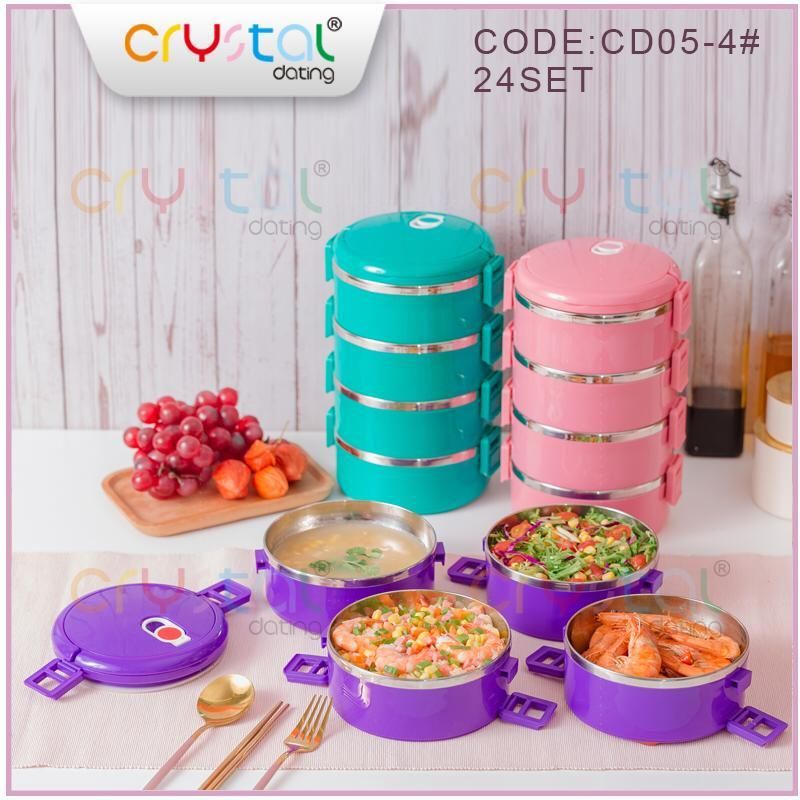 (COD) Rantang Polos 4 Susun Warna / Rantang Stainless / Lunch Box Stainless / Tempat Bekal Murah