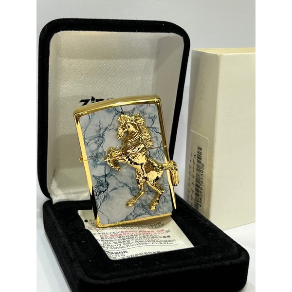 Original Zippo Winning Horse Marmer Gold Plated