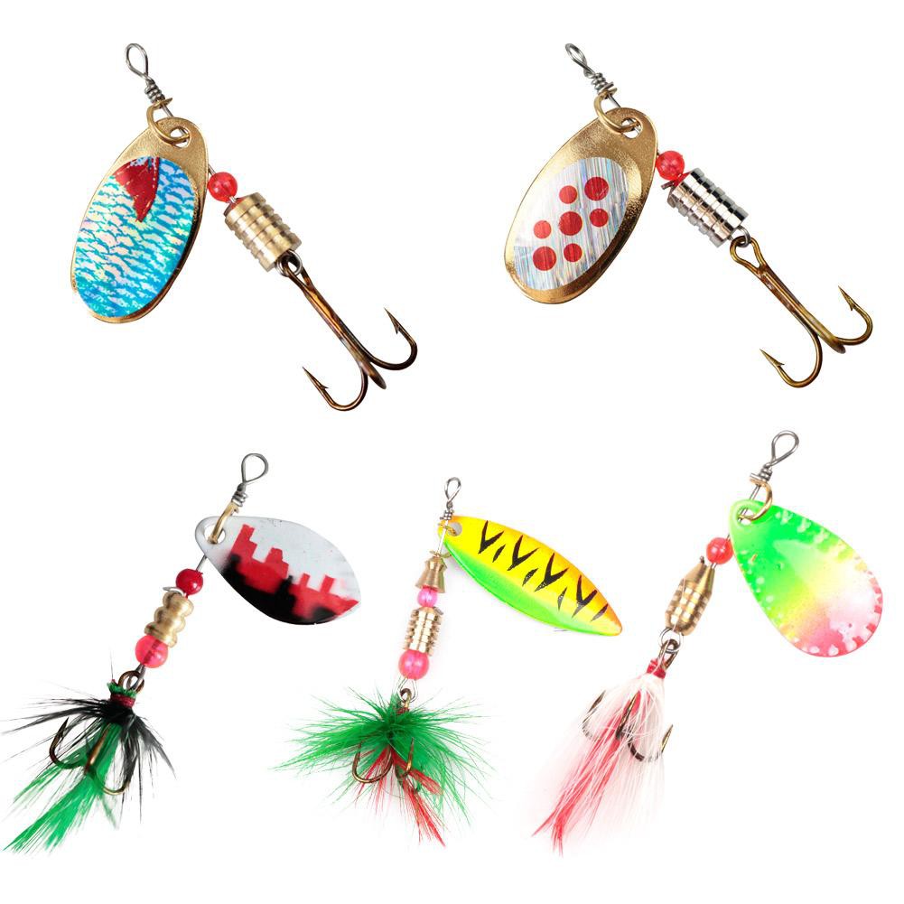 Paillette Metal Fishing Lures Crank Bait Spoon Spinner Feather Treble Hook