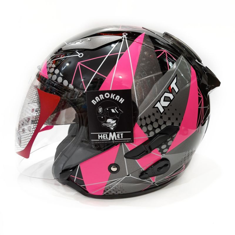 Helm kyt galaxy slide motif seri 6 black fuxia pink