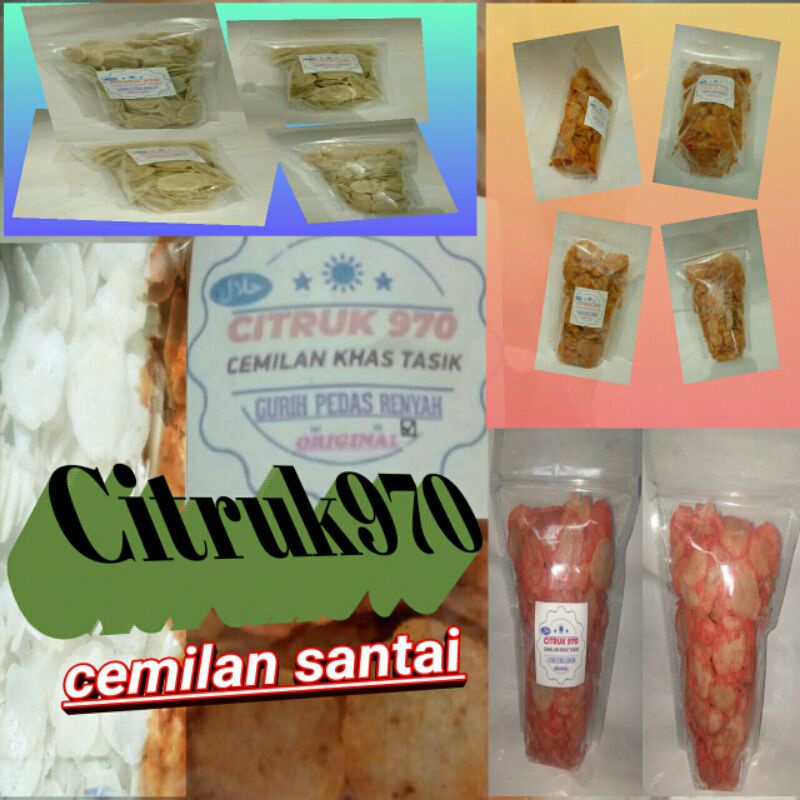 

citruk970, isi_kemasan 180gram_cemilan_khas_Tasikmalaya.pedas,gurih,tipis,hots,bangett...