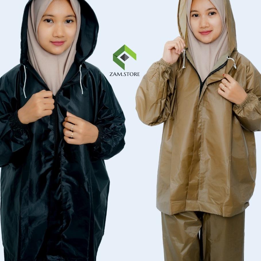 Swip up Jas Hujan Raincoat Pria Wanita Dewasa Anti Air Setelan Unisex Tebal Celana Baju Cowok Cewek 