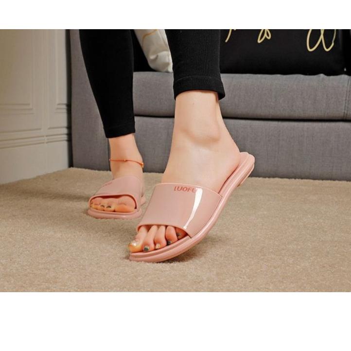 (SIAP KIRIM) sendal karet slop luofu new,sandal wanita karet kekinian terbaru nyaman,sendal teplex i