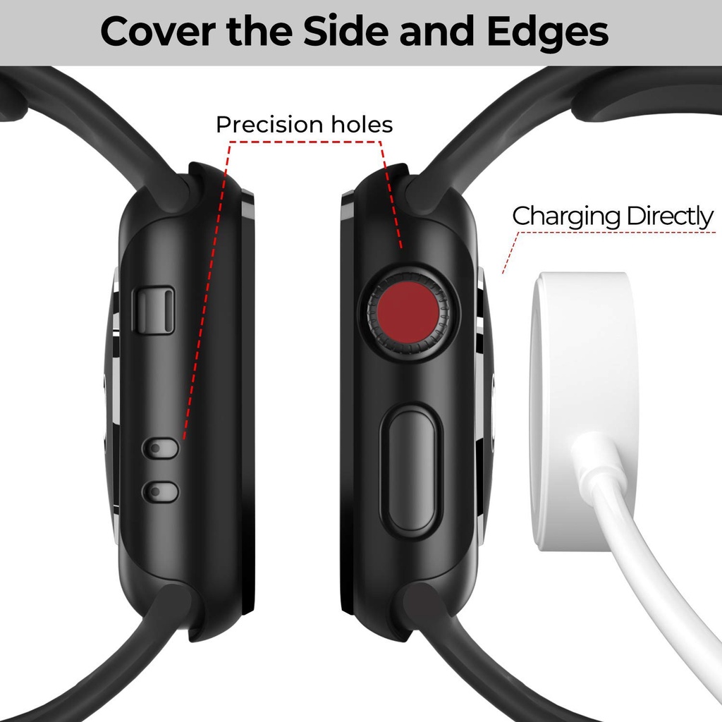 (warna 9-15) cakupan penuh hard PC case dengan pelindung layar kaca tempered kompatibel untuk Apple Watch 45mm 41mm 44mm 40mm 42mm 38mm Seri 8/7/SE/6/5/4/3/2/1
