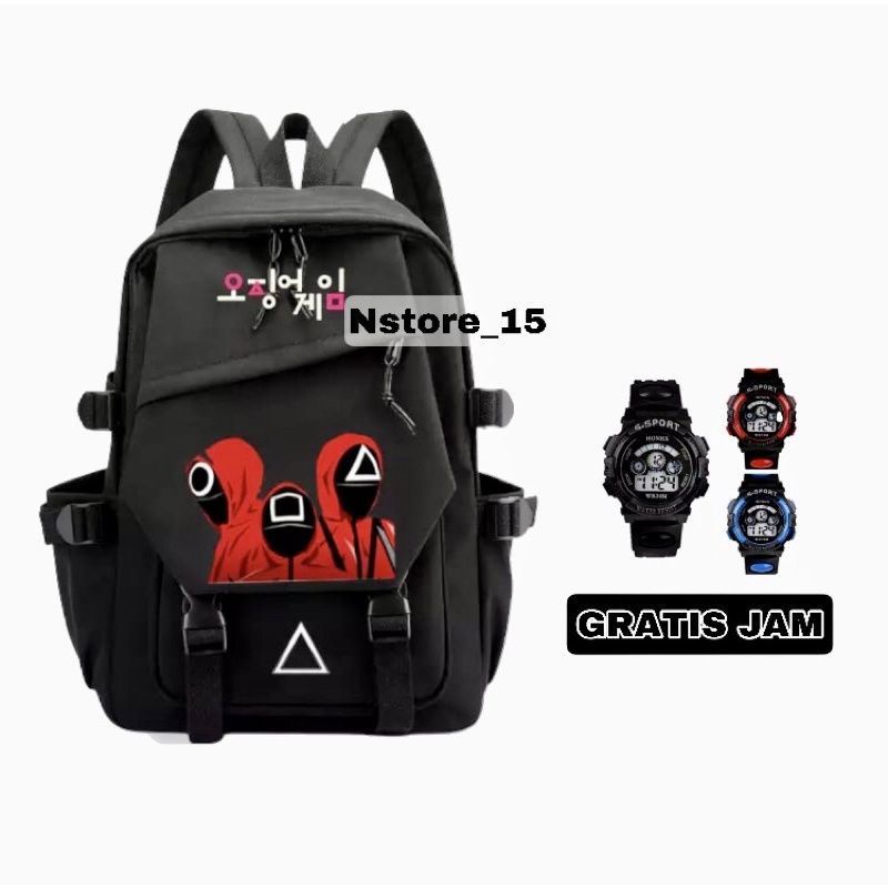 Paket 2in1 Tas Ransel Anak Sekolah SD SMP /Ransel Marvel / Ransel SQuidgame