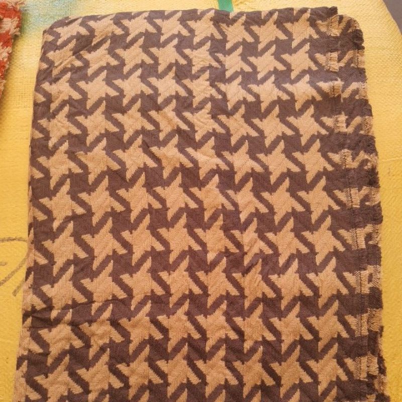 IMPORT WOMAN WINTER HOUNDSTOOTH WOOL LONG SCARF SHAWL SYAL SELENDANG PANJANG WANITA WOL MUSIM DINGIN-Khaki