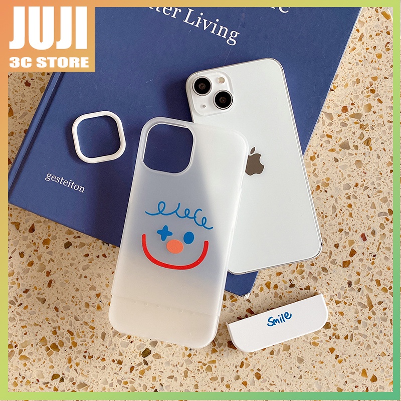 Casing iphone 11 12 13 pro max x xs xr xsmax 7 8 plus Motif Smiley Warna Hitam Putih