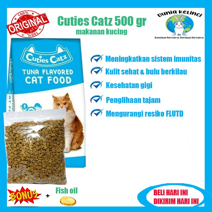 MAKANAN KUCING CUTIES CATZ 1 KG DRY CAT FOOD-500 gr