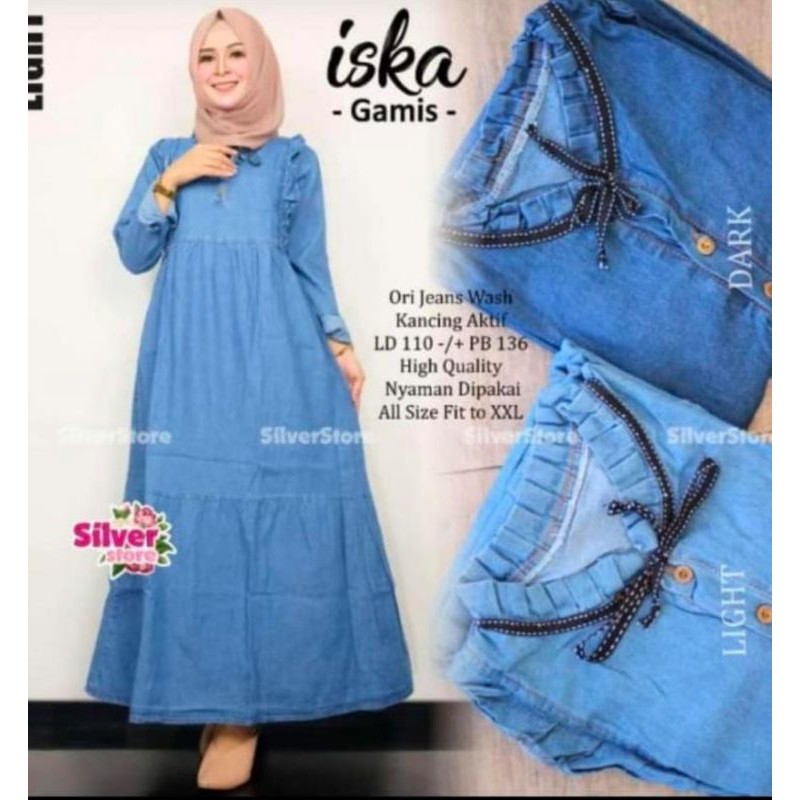 Gamis Jeans Wash Wanita Jumbo Murah