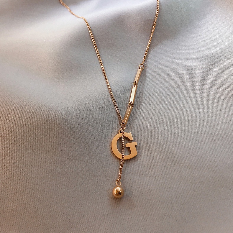 Trendy G Huruf Molor Liontin Titanium Steel 18K Rose Gold Kalung