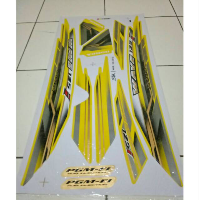 Striping sticker variasi  honda supra x 125 wave grafis kuning
