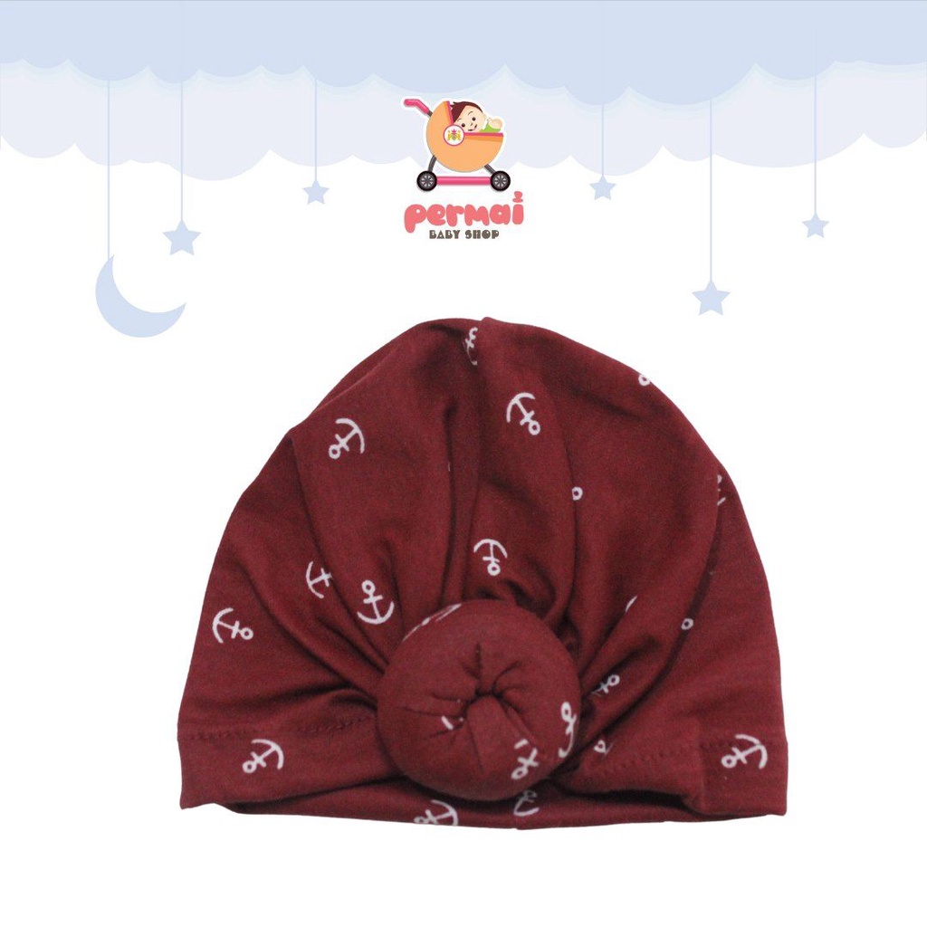 Promo !! SALE!!! TURBAN BAYI LUCU VINATA MOTIF ANCHOR/TURBAN BABY MURAH
