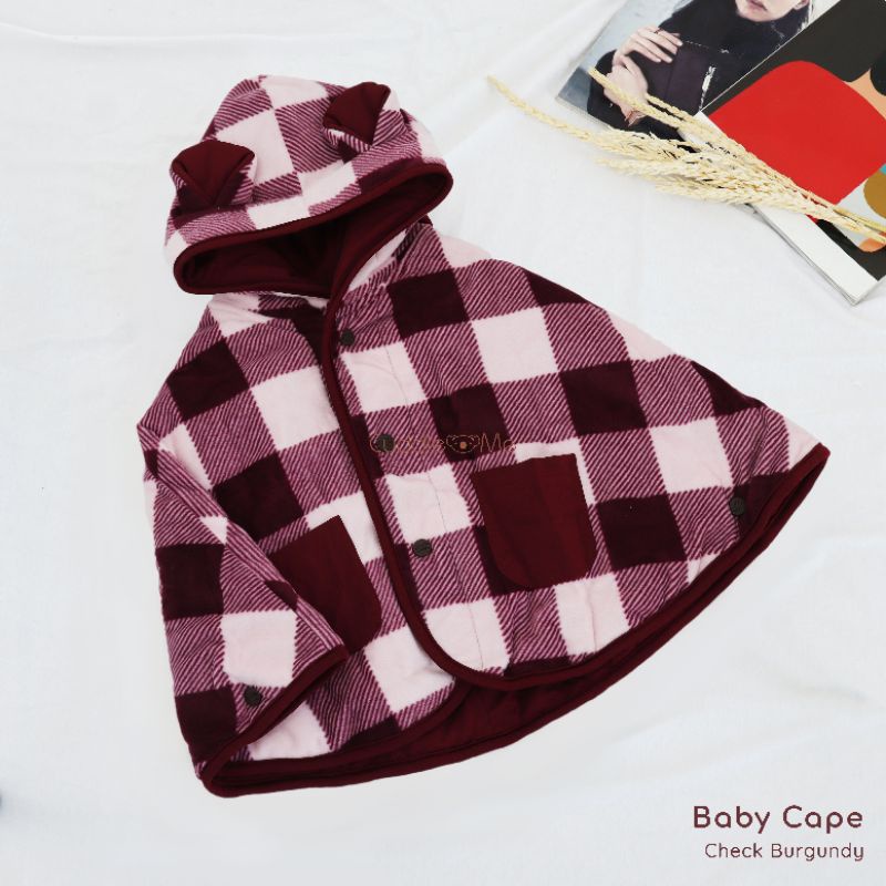 Jaket Anak CuddleMe BabyCape | Mantel Bayi Balita Cuddle Me Baby Cape | Grosir Cuddle Me BabyCape-Check Burgundy
