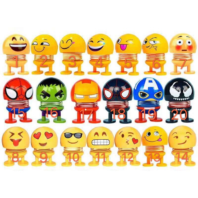 Personality Smile Funny Expression Spring Shaking Head emoji Mobil Doll Car Indoor emoji lucu