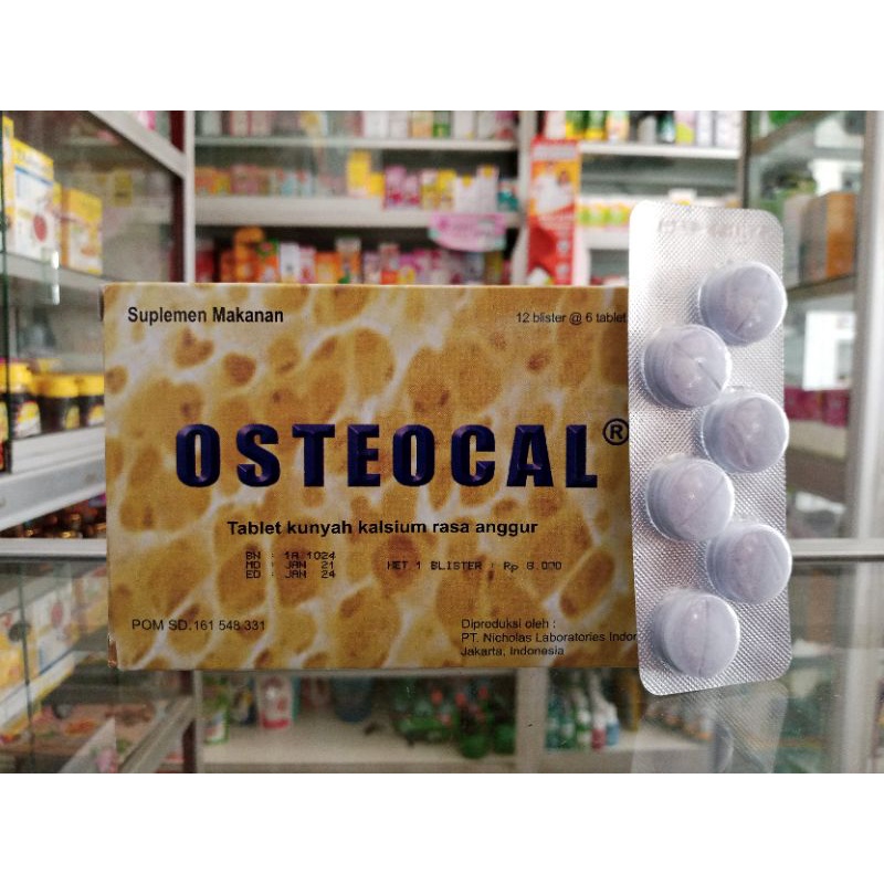 OSTEOCAL TABLET KUNYAH KALSIUM RASA ANGGUR | 1 Strip @6 Tablet ED 07/2025