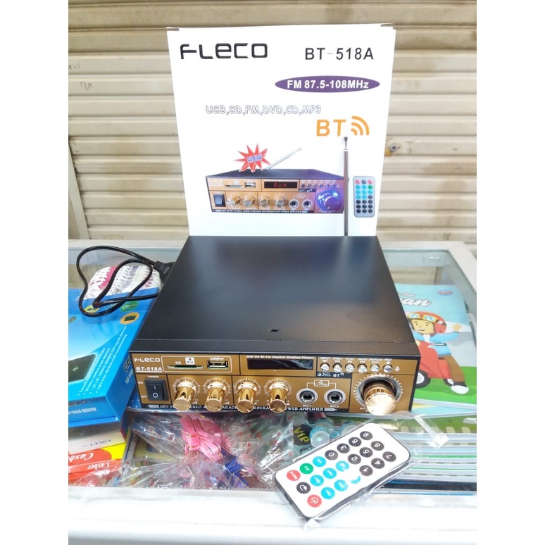 Amplifier Bluetooth Fleco BT-518A - Power Ampli Karaoke Fleco 518A -