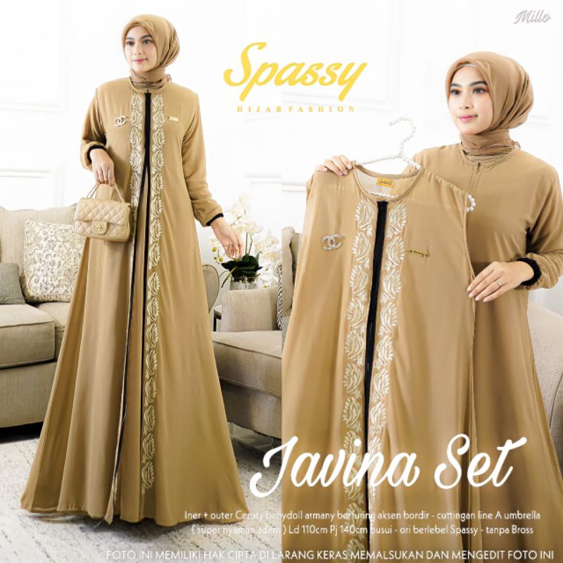 JAVINA SET - Gamis Syari - Setelan Muslim Wanita - Setelan Premium Murah - Baju Muslim Model Terbaru