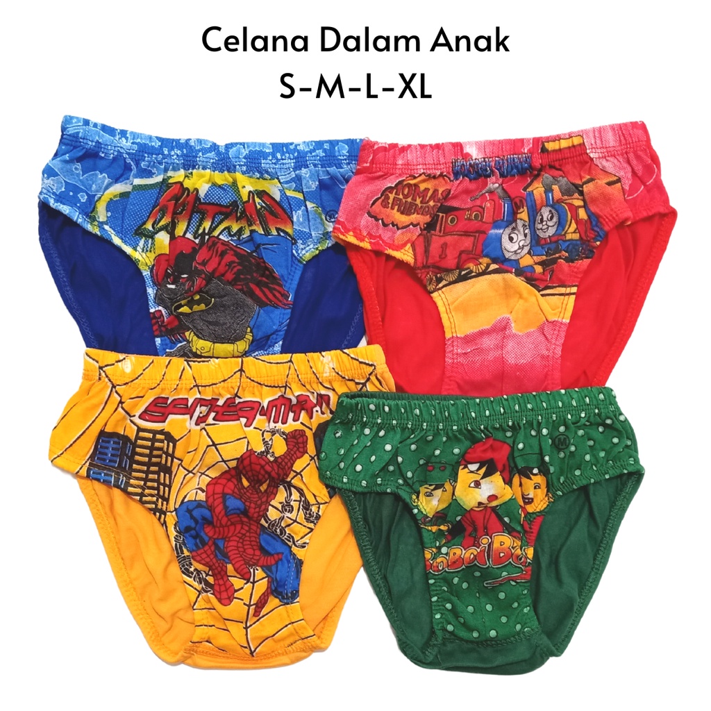 Celana Dalam Anak Laki Laki Karakter CD Anak Cowok Sempak Anak Kartun MURAH Bahan Katun Ukuran S M L XL