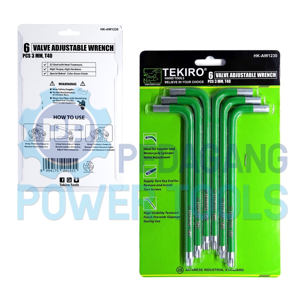 TEKIRO SET 6 PCS KUNCI STEL KLEP L BINTANG T40 SETELAN MOTOR HK-AW1230