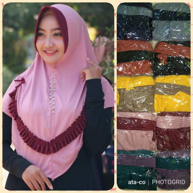 Jilbab manik rempel kombinasi