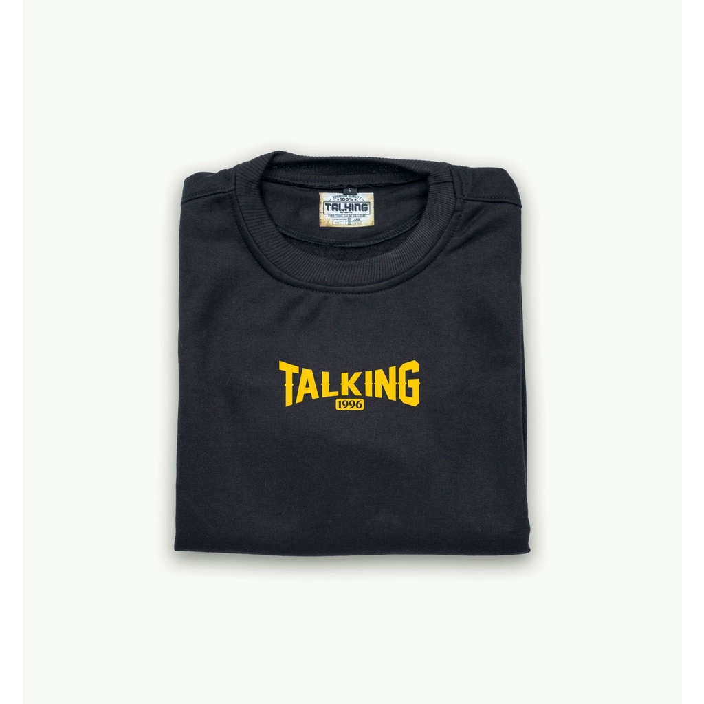 Talking Sweater Pria Distro Crewneck Pria Wanita Hitam 1996