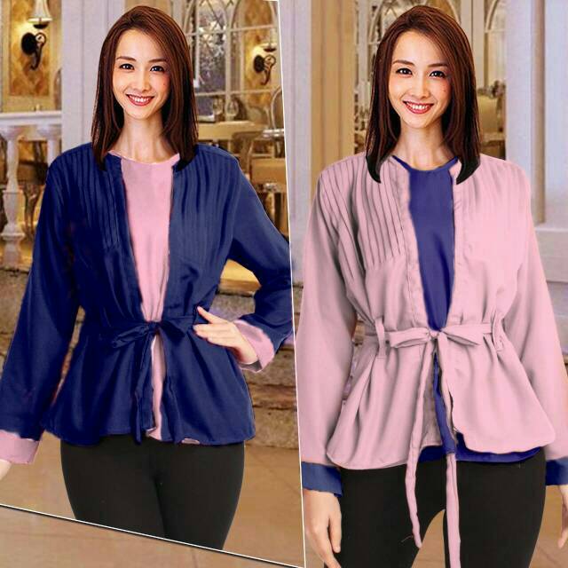 Blouse tangan panjang sabyan plisket