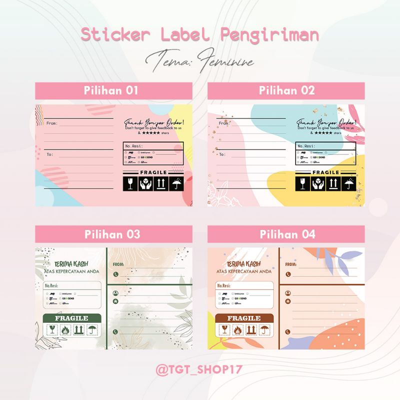 

Sticker Label Pengiriman Paketan Form Kosongan tema Feminine Estetik