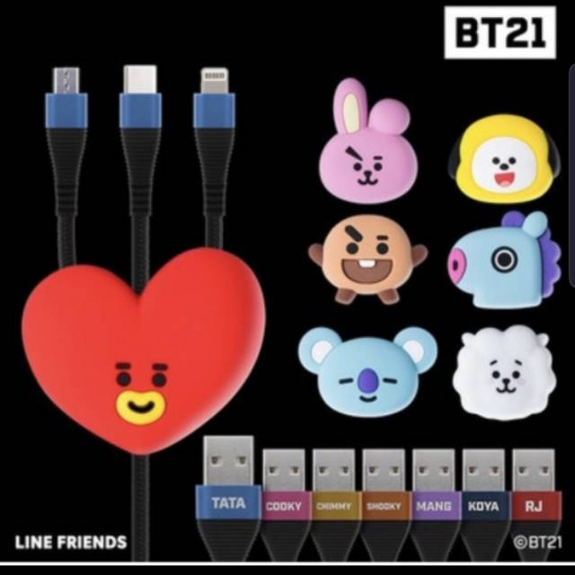 Official BT21 cable 3 in 1 super cute character