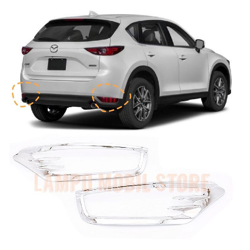 Cover Lampu Bumper Belakang Garnish Reflector Chrome All New Mazda CX-5 CX5 2018-20##