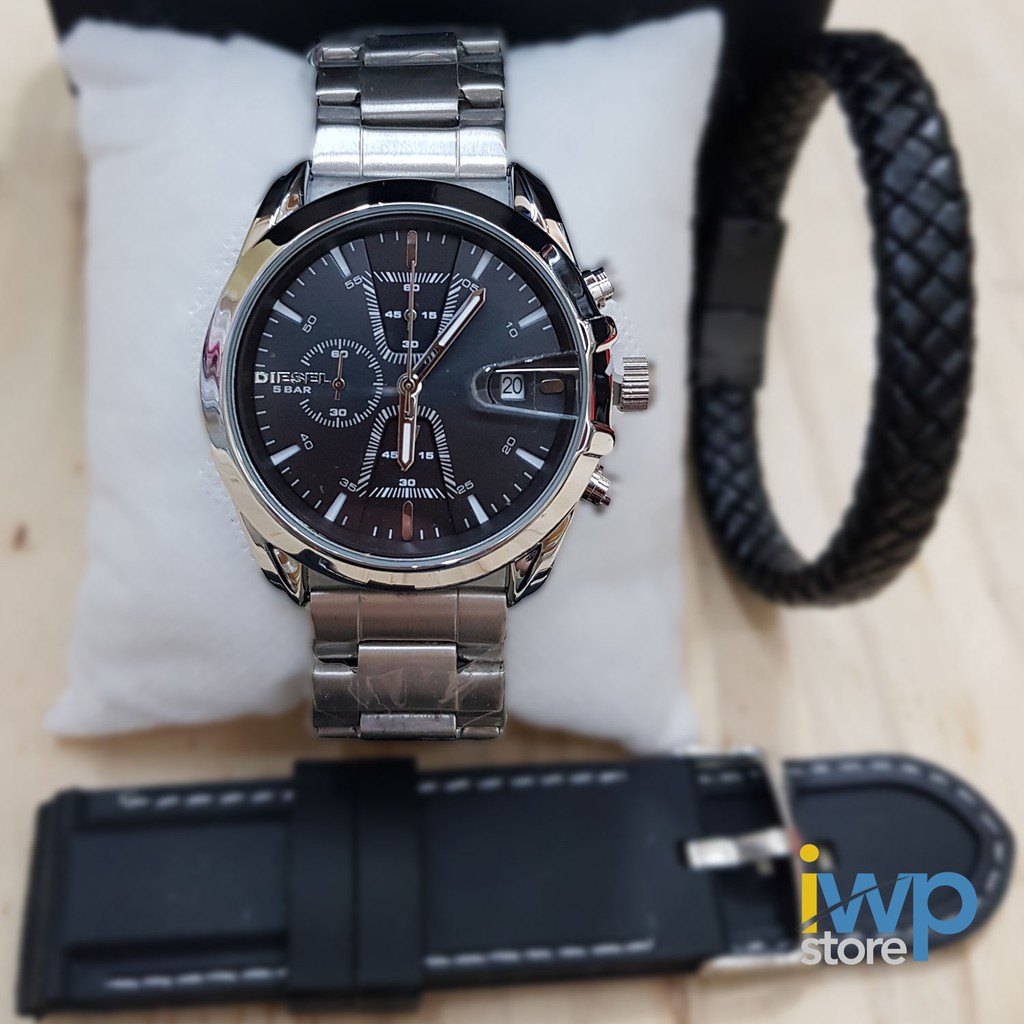 Jam Rantai DSL Chrono Rantai | Jam Cowok Set | Kado Ulang Tahun | Jam Cowok Keren