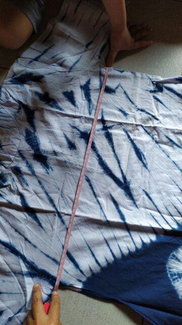 Tunik Asimetris Shibori Batik Handmade Segitiga Warna Batik Midi Seragam Kantor Muslim Pesta Modern