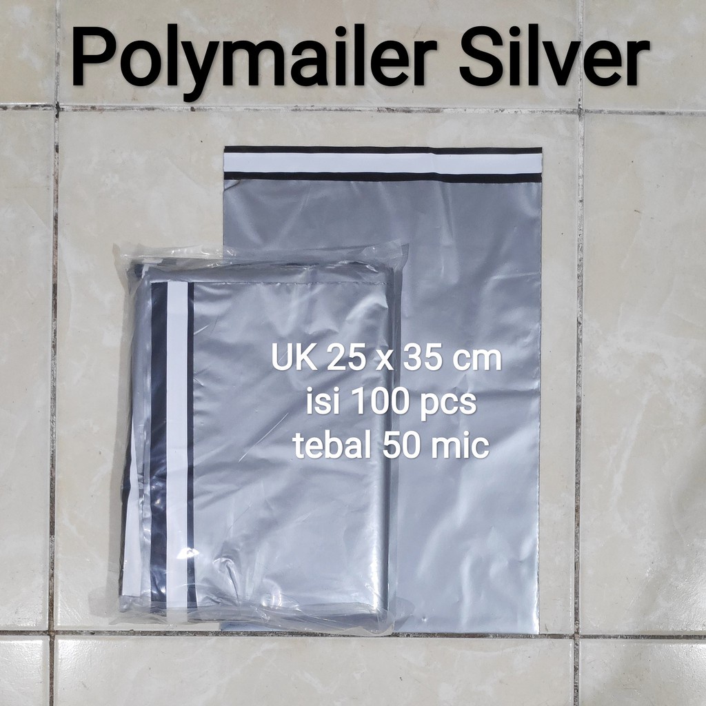 

Plastik Packing Polymailer Silver uk.25x35 isi 100pcs Plastik Lem