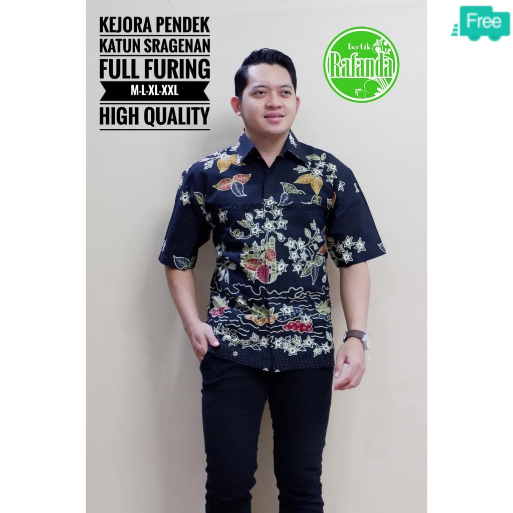 Ada XXXXL PREMIUM BEST SELLER MODERN Kejora Batik Pria Lengan Pendek Bagus  Solo Jawa Kondangan