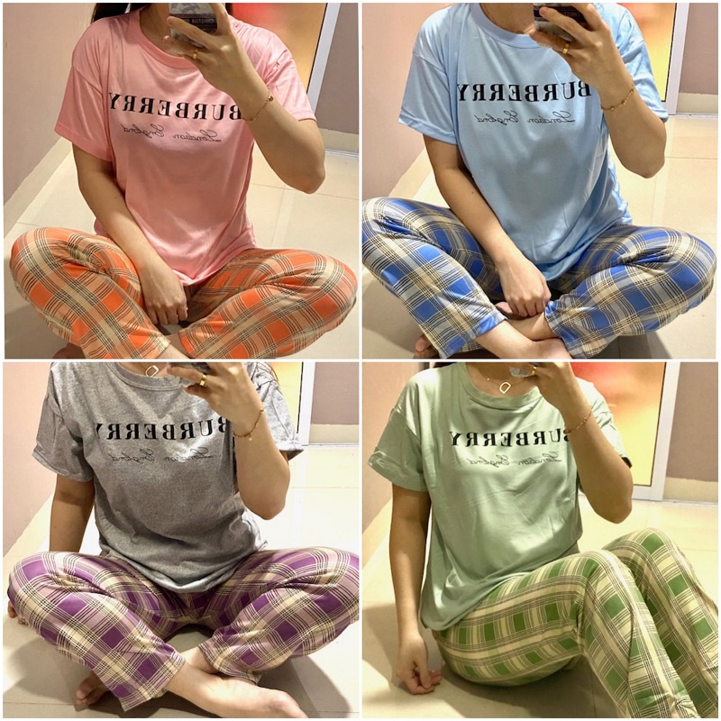 Piyama Baju Tidur Wanita CP Import Lengan Pendek Celana Panjang Motif Kartun KR1031