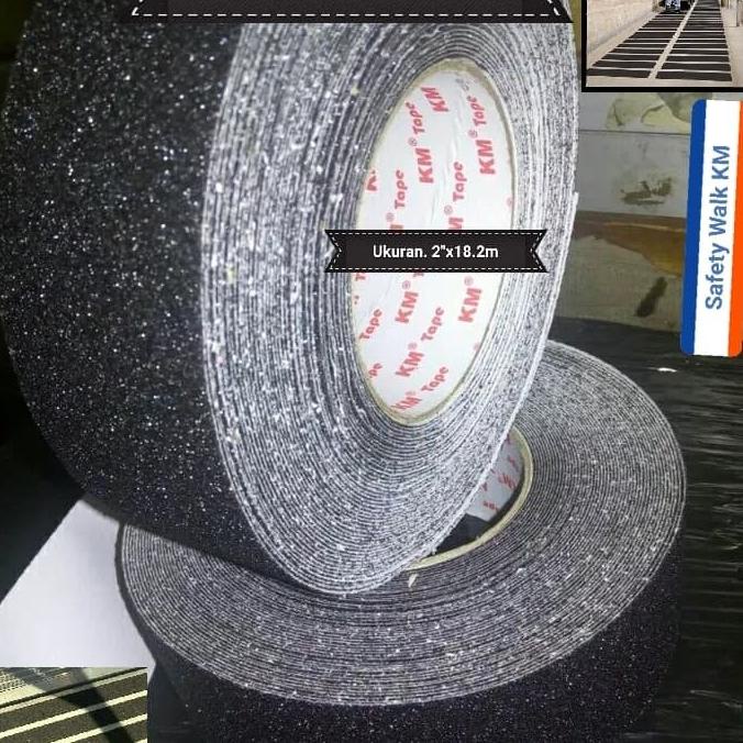

[ varostore90 ] Safety Walk Anti Slip Merek KM Ukuran 2" x 18.2M Hitam Lakban Antislip