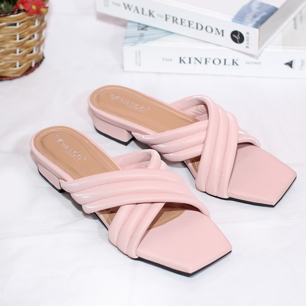 Milicca Sandal Heels Hak Tahu Kokop Silang 3 cm Kekinian Kasual Dewasa Wanita Terbaru Adita