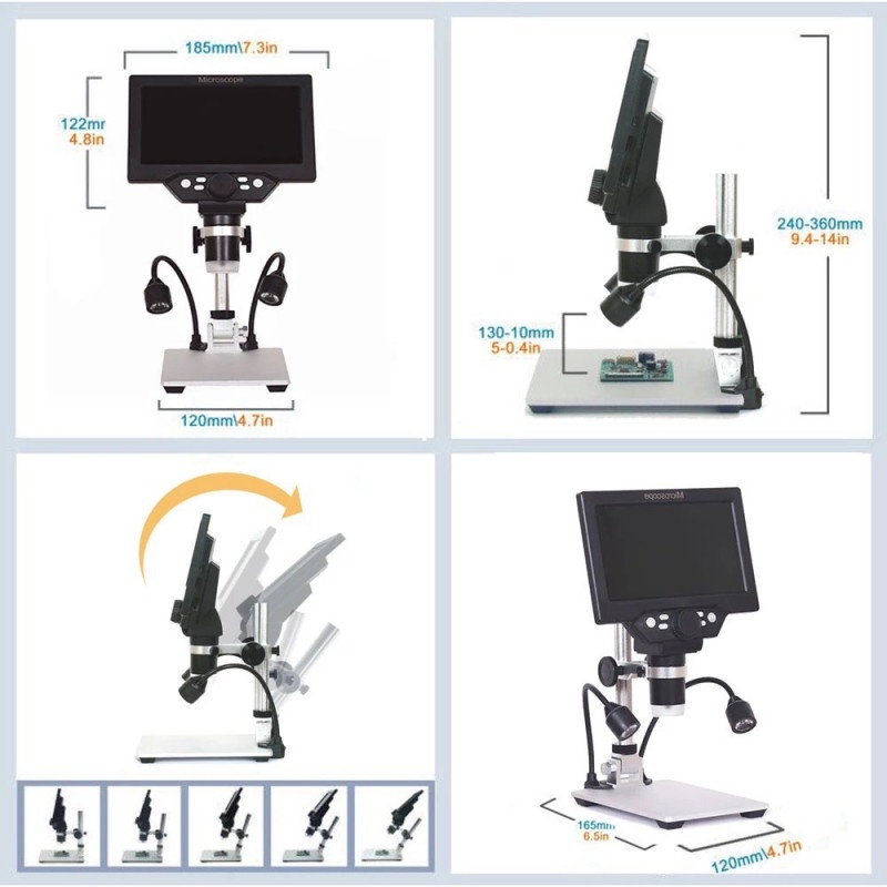 Mikroskop Digital Multifungsi 12MP Zoom 1200X Monitor HD Metal Stand