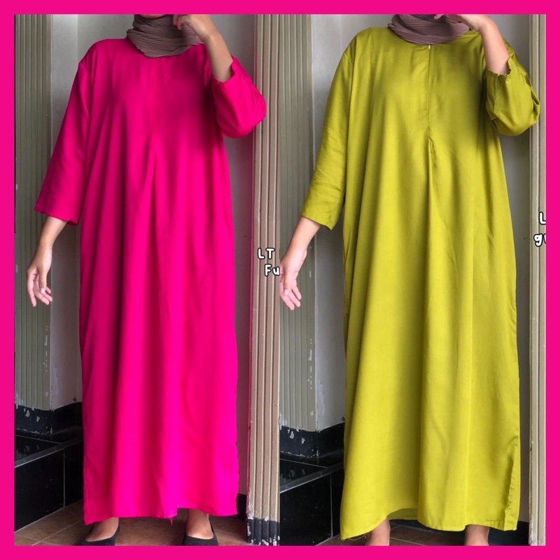 Daster Gamis Rayon Polos Lengan 3/4 / Daster Busui Semata Kaki / Long Daster Sematakaki