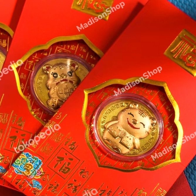 2022 Angpao Macan Koin Emas + Sertifikat Kado Imlek Angpau Premium