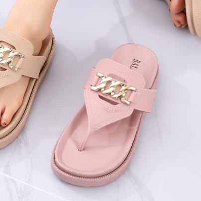 balance 1605-30/sandal karet jeli wanita sendal wedges perempuan sandal terbaru ori produk impor-Peach