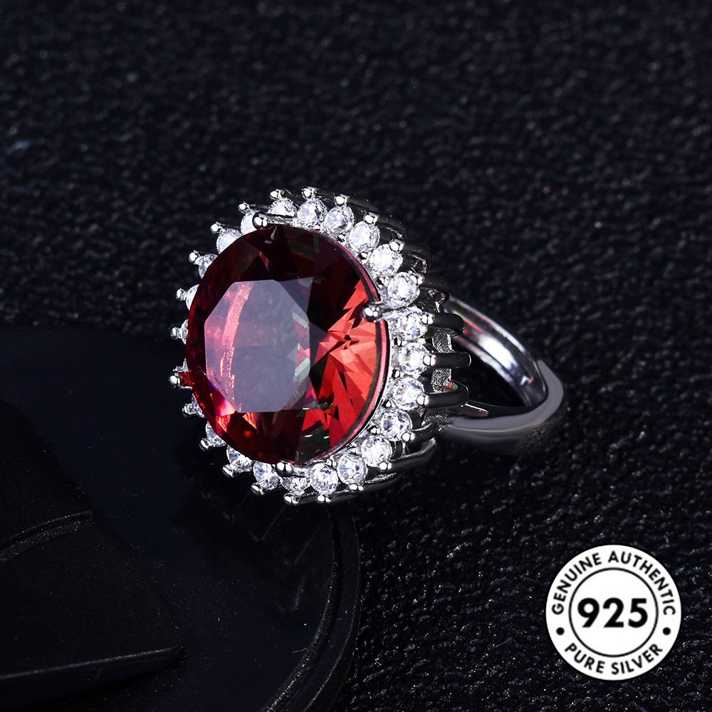 Cincin Bahan S925 Silver Aksen Batu Permata Untuk Wanita