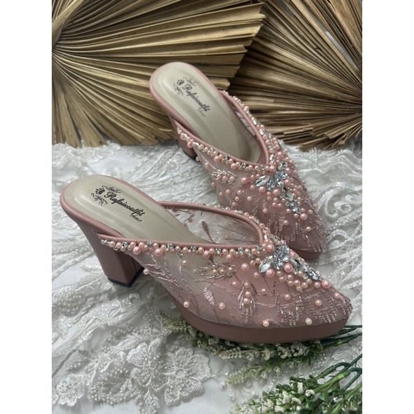 sepatu wanita wedding pesta Alena dusty peach 9cm tahu