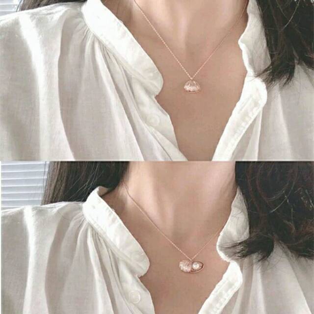 GG kalung Rantai  Aksen Kerang Mutiara Cinta Fashion Korea#KA-103