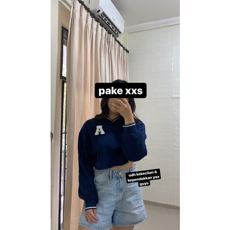 H* Cropped Sweatshirt Yellow &amp; Navy