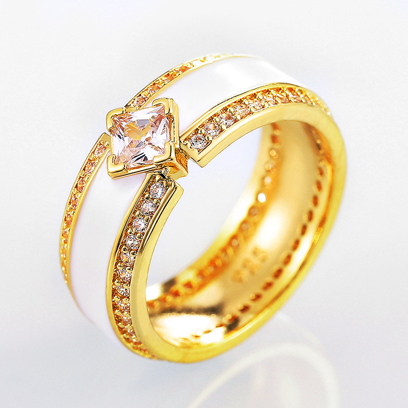 Cincin Berlian Putih 18k Gold Epoxy Untuk Pasangan